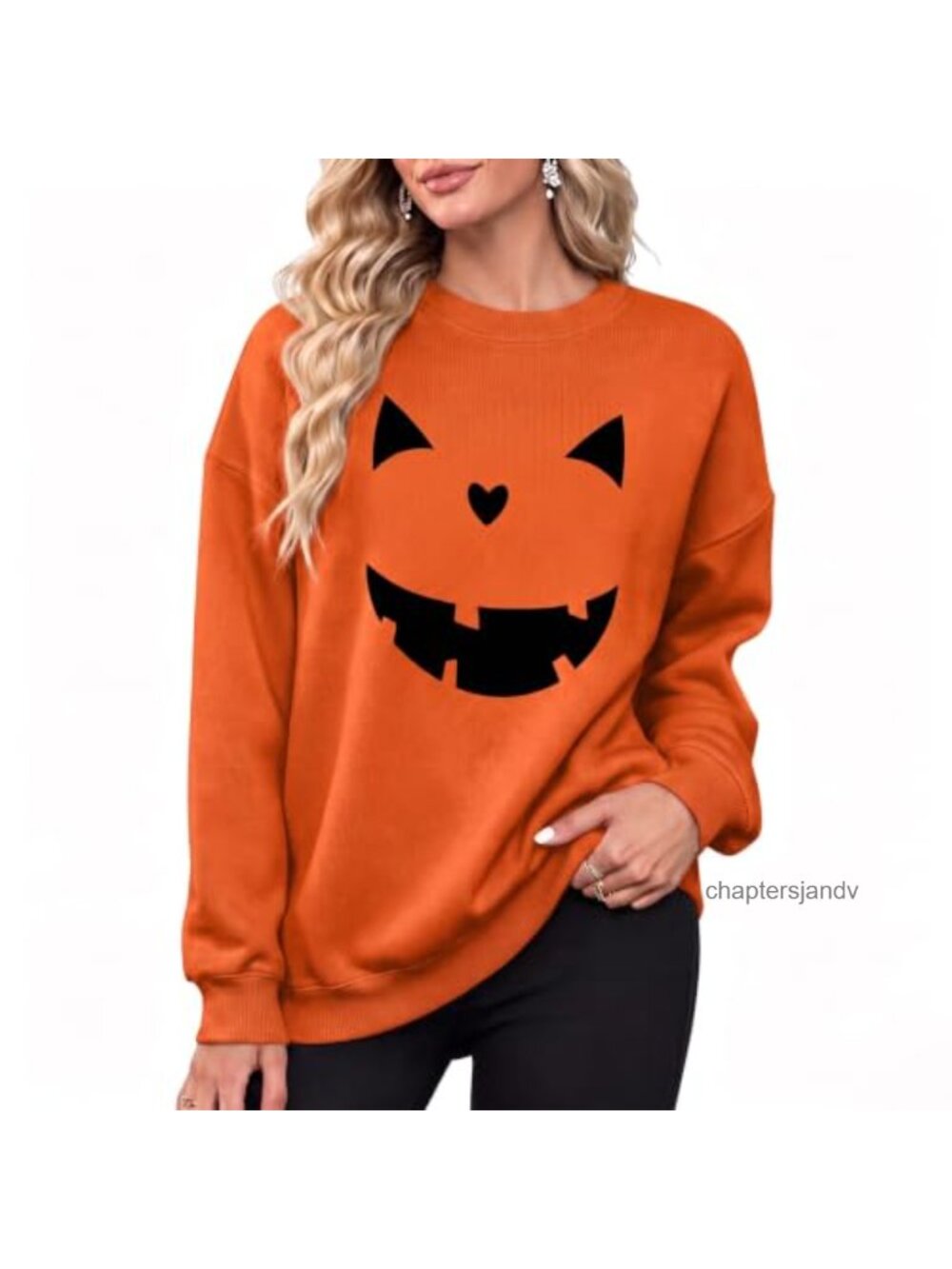 Women's Halloween Pumpkin Sweatshirt Crew Neck Long Sleeve Pullover Top